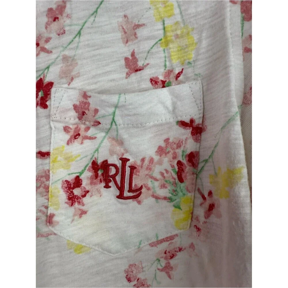 Ralph Lauren 2 piece set pj Floral Short Sleeve Pajama Set White, Pink, Yellow